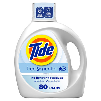 Tide Free & Gentle Liquid Laundry Detergent, 80 Lo