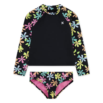 Hurley Girls Long Sleeve Rash Guard 2-Piece Swimsu