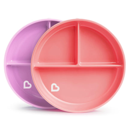 Munchkin Stay Put Divided Suction Plates, Pink/Pur