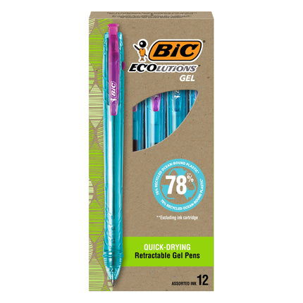 BIC Ecolutions Plastic Gel Pens, Medium Point (1.0