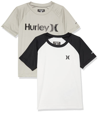 Hurley Boys' Rash Guard, Grey Heather/White, 4