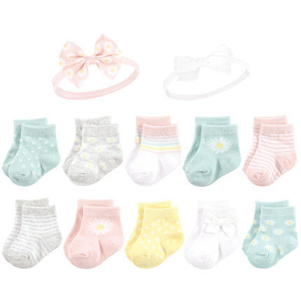 Hudson Baby Baby Girls Sock and Headband 12pc Set,