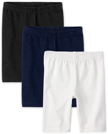The Children's Place Girls' Solid Bike Shorts, Bla