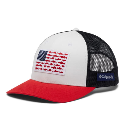 Columbia PFG Fish Flag Mesh Snap Back Cap, White/C