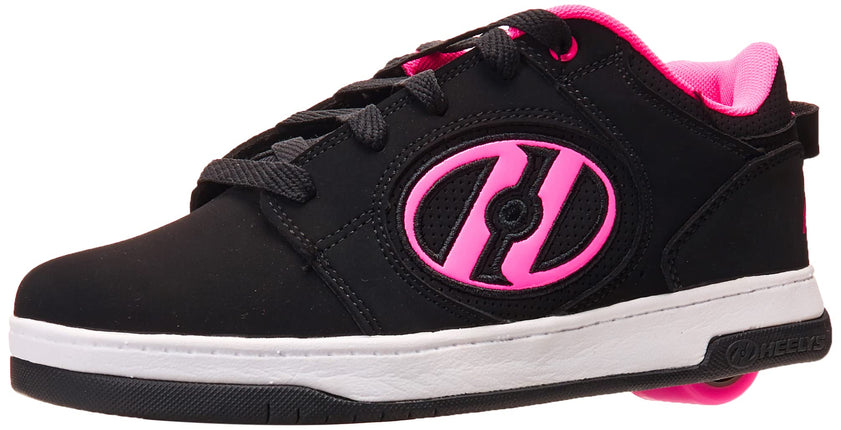 Heelys Girls' Voyager Tennis Shoe, Black/Pink, 2 M