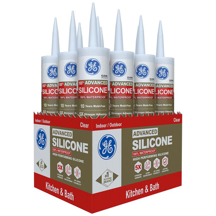 GE Advanced Silicone Caulk for Kitchen & Bathroom,
