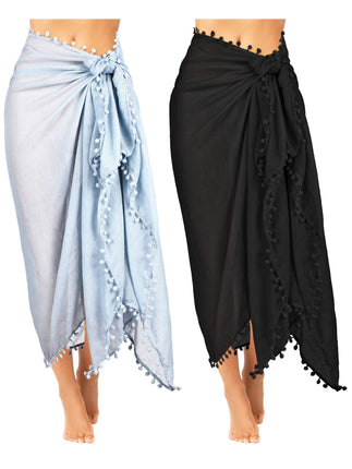 2 Pieces Women Beach Sarong Pareo Swimsuit Cover U