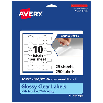 Avery Glossy Clear Cigar Labels with Sure Feed, 1.