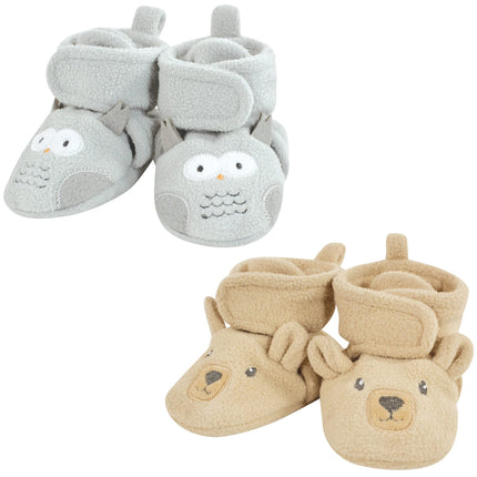 Hudson Baby Baby-Girl's Animal Fleece Booties 2-Pa