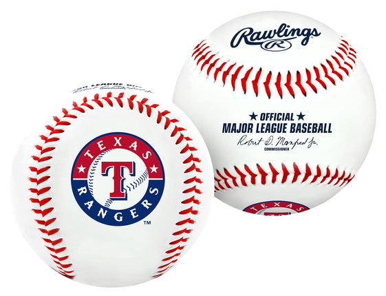 Rawlings MLB Texas Rangers Team Logo Baseball, Whi