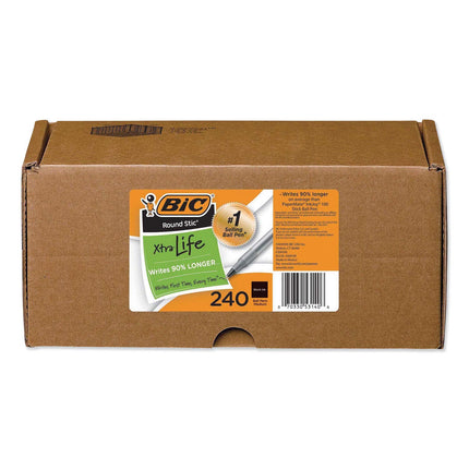BIC GSM240BK Round Stic Xtra Life Stick Ballpoint