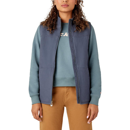 Dickies Womens Fleece Lined Duck Canvas Vest, Grey