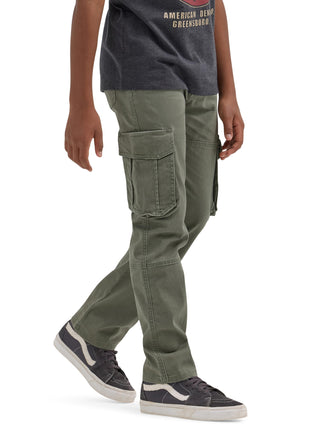 Wrangler Boys' Charge Cargo Pant, Olive, 5