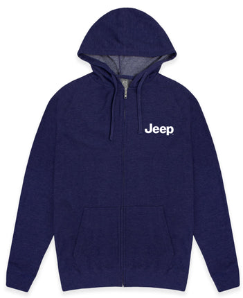 Jeep Text Full-Zip French Terry Hoodie - Slate Blu