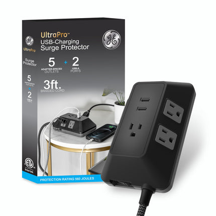 GE UltraPro 5-Outlet Surge Protector with USB Port