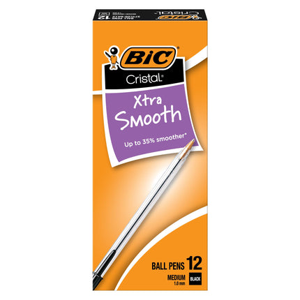 BIC Cristal Xtra Smooth Black Ballpoint Pens, Reli