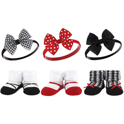 Hudson Baby Girl's Headband and Socks Giftset, Red
