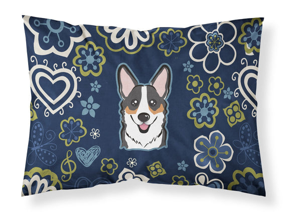 Caroline's Treasures Blue Flowers Tricolor Corgi F