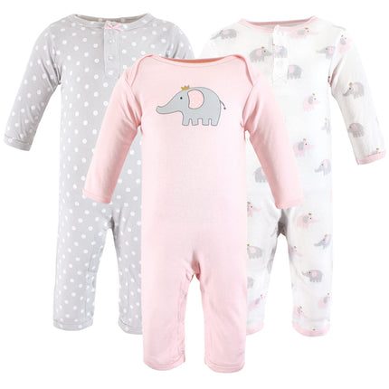 Hudson Baby baby-girls Cotton Coveralls, Pink Gray