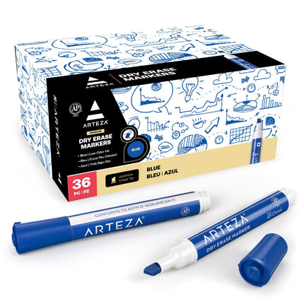 ARTEZA Dry Erase Markers � Bulk Pack of 36 Blue Wh