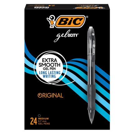 Bic Gelocity Original Black Gel Pens, Medium Point