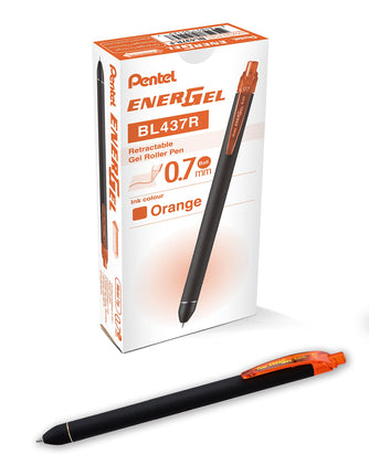 Pentel EnerGel Noir 0.7mm Orange - Pack of 12