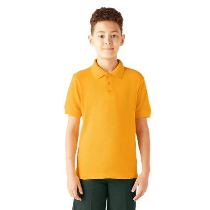 Dickies Boys' Short Sleeve Pique Polo, Gold, XX-Sm