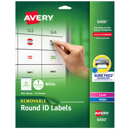 Avery Multiuse Removable Round Labels with Sure Fe