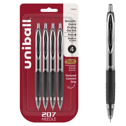 uni-ball 207 Needle Retractable Gel Pens, Medium P