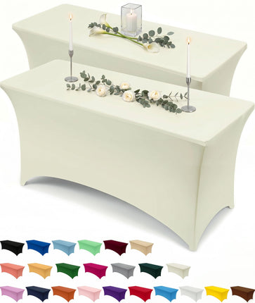 Utopia Kitchen Spandex Tablecloth 2 Pack [8FT, Ivo