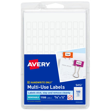Avery Removable Rectangular Labels, 0.31 x 0.5 Inc