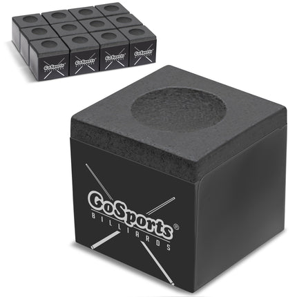 GoSports Premium Pool Cue Chalk Cube 12 Pack - Bla