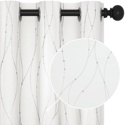 Deconovo Blackout Curtains - Silver Wave Dots Prin