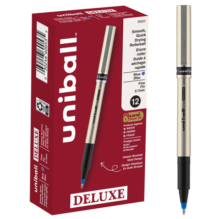 Uni-Ball Deluxe Fine Point Roller Ball Pens, Blue,