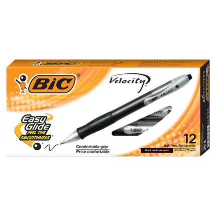BIC Velocity Retractable Ballpoint Pens, Medium Po
