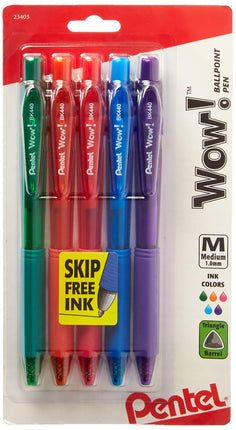 Pentel Of America 5 Count Wow! Retractable Ball Po