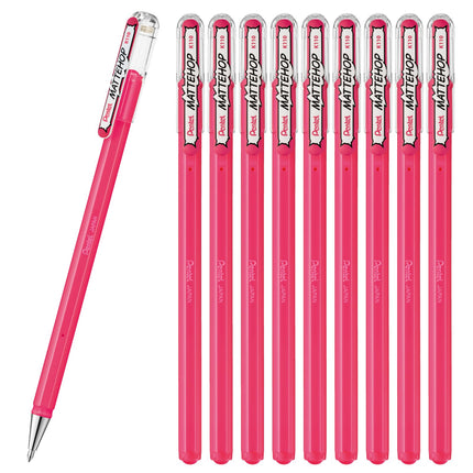 Pentel Matte Hop Pink Color Ballpoint Pen, 10 Coun