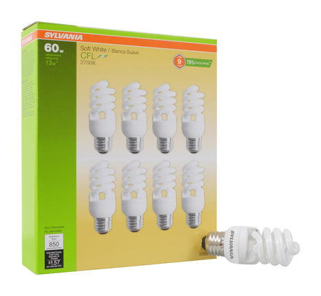 Sylvania CFL T2 Twist Light Bulb, 60W Equivalent,