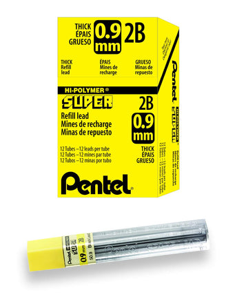 Pentel Super Hi-Polymer Lead Refill, 0.9mm Thick,