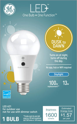 GE Lighting LED+ Dusk to Dawn Outdoor Light Bulb,