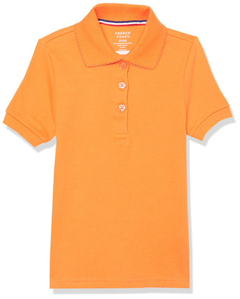 French Toast Girls' Short Sleeve Picot Collar Polo
