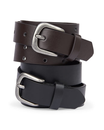 The Children's Place Boys Belt, Black/Brown 2-pack