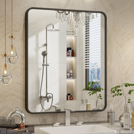 OBESTIK 28x36 Black Rectangle Bathroom Mirrors for