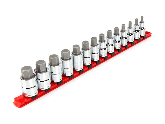 TEKTON 1/2 Inch Drive Hex Bit Socket Set with Rail
