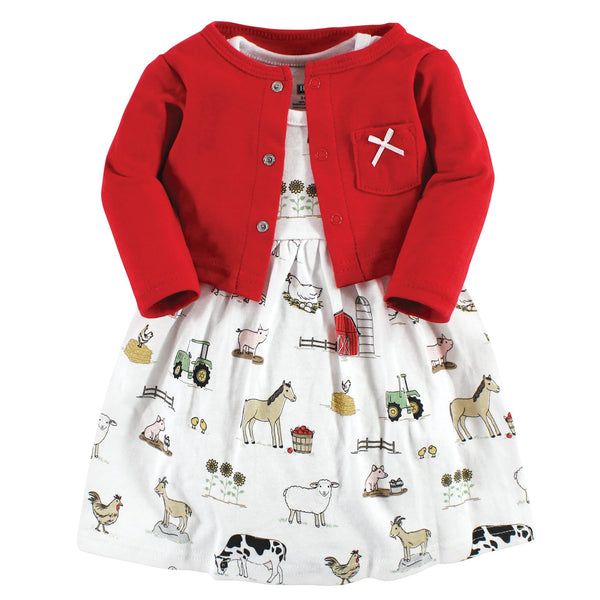 Hudson Baby Baby Girls' Cotton Dress and Cardigan