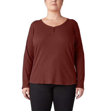 Dickies Size Women's Plus Henley Long Sleeve Shirt