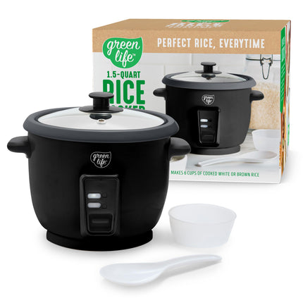 GreenLife Electric Rice Cooker, 3-Cups Uncooked/6-