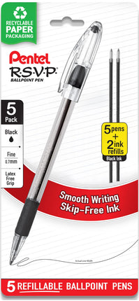 Pentel RSVP Fine Point Ballpoint Pens 0.7mm - Pack