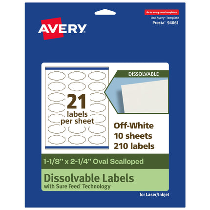 Avery Sure Feed Dissolvable Oval Labels with Sure