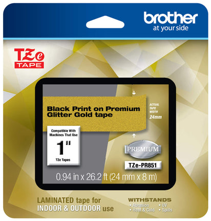 Brother TZe-PR851 Label-Making Tape Black on Gold
